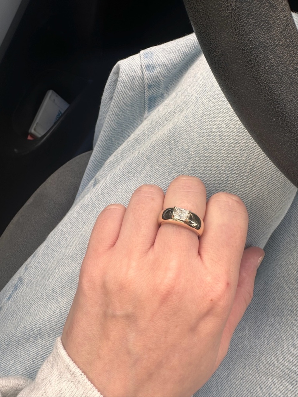 14k Yellow Gold and Lab Diamond Dome Donut Ring